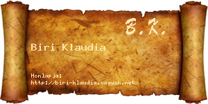 Biri Klaudia névjegykártya
